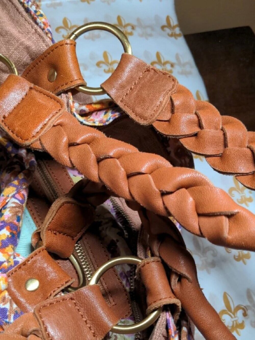 Anthropologie Deux Lux Boho Tote Weekender Travel Bag Floral Lined Large - Picture 5 of 14